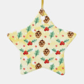 Pine Cones und Holly Christmas Pattern Keramik Ornament (Hinten)