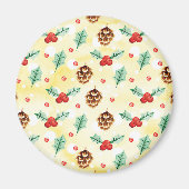 Pine Cones und Holly Christmas Pattern Magnet (Vorne)
