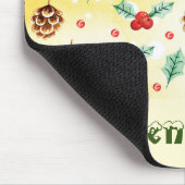 Pine Cones und Holly Christmas Pattern Mousepad (Ecke)