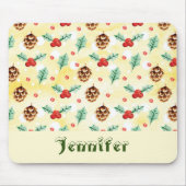 Pine Cones und Holly Christmas Pattern Mousepad (Vorne)