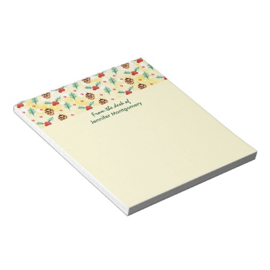 Pine Cones und Holly Christmas Pattern Notizblock (angewinkelt)