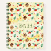 Pine Cones und Holly Christmas Pattern Notizblock (Vorderseite)