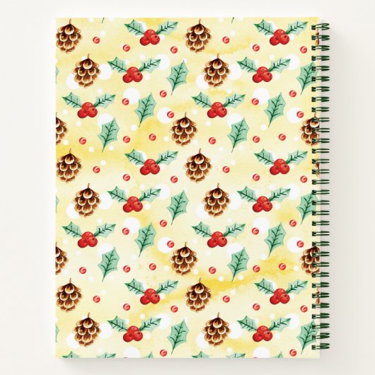 Pine Cones und Holly Christmas Pattern Notizblock (Rückseite)
