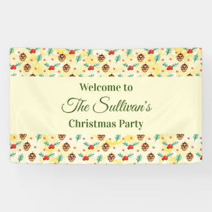 Pine Cones und Holly Christmas Pattern Party Banner
