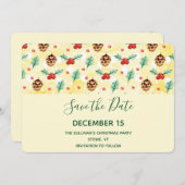 Pine Cones und Holly Christmas Pattern Save The Date (Vorne/Hinten)
