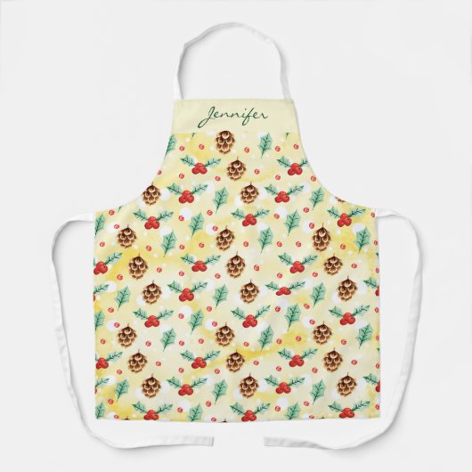Pine Cones und Holly Christmas Pattern Schürze (Vorderseite)