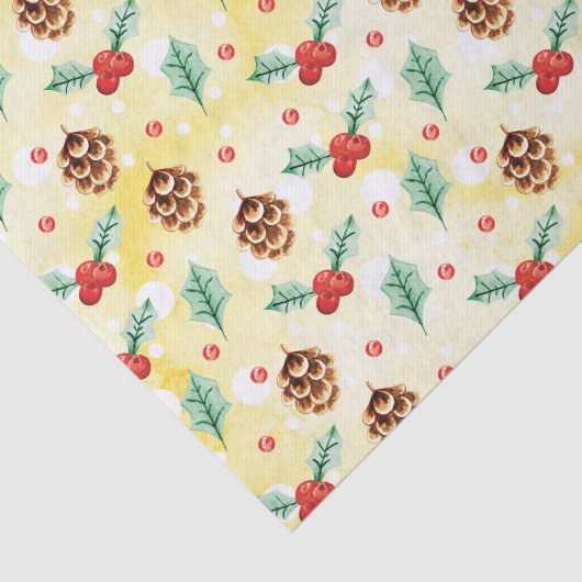 Pine Cones und Holly Christmas Pattern Seidenpapier (Ausschnitt)