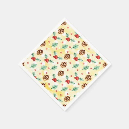 Pine Cones und Holly Christmas Pattern Serviette (Ecke)