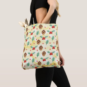 Pine Cones und Holly Christmas Pattern Tasche