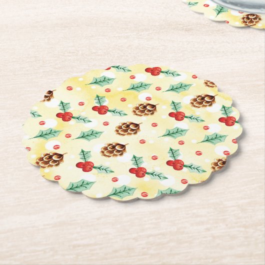Pine Cones und Holly Christmas Pattern Untersetzer (angewinkelt)