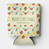 Pine Cones und Holly Pattern Frohe Weihnachten Dosenkühler (Vorderseite)