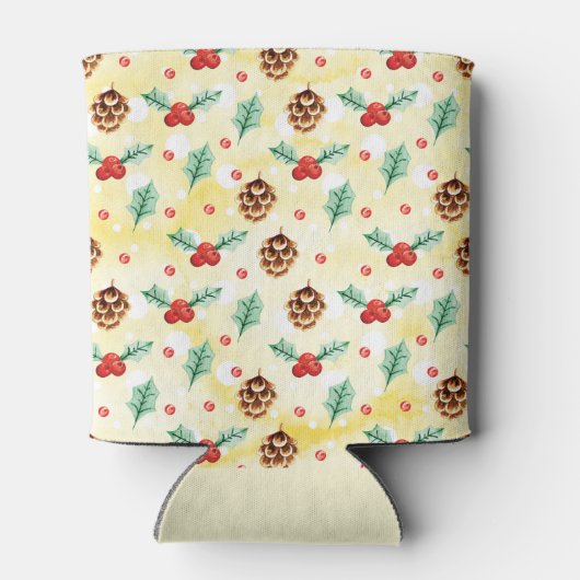 Pine Cones und Holly Pattern Frohe Weihnachten Dosenkühler (Rückseite)