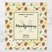 Pine Cones und Holunder Weihnachten Weinetikett (Einzelnes Label)