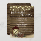 Pine Cones und Lantern Rustikale Probe Abendessen Einladung (Vorne/Hinten)