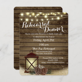 Pine Cones und Lantern Rustikale Probe Abendessen Einladung