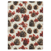 Pine Cones und Red Berries Wintermuster Klemmbrett (Rückseite)