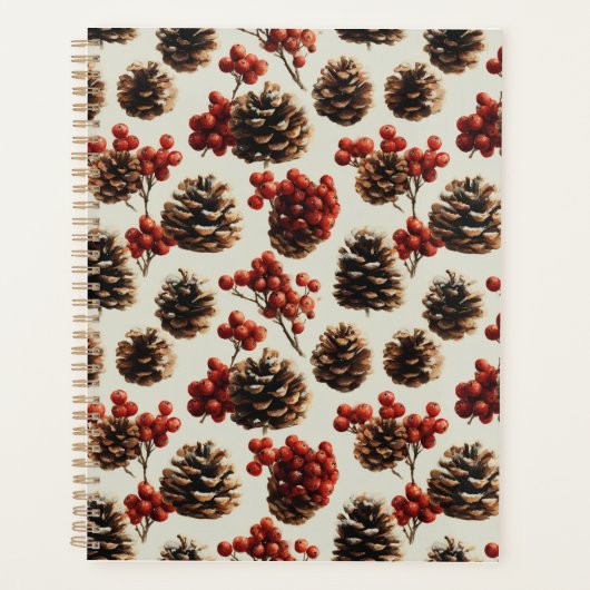 Pine Cones und Red Berries Wintermuster Planer (Vorderseite)