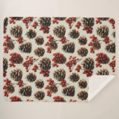 Pine Cones und Red Berries Wintermuster Sherpadecke (Vorderseite (Horizontal))