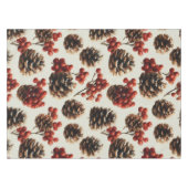 Pine Cones und Red Berries Wintermuster Tischdecke (Vorderseite (Horizontal))
