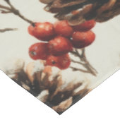 Pine Cones und Red Berries Wintermuster Tischdecke (Schrägansicht)