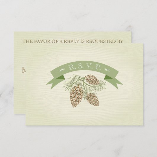 Pine Cones Wedding R.S.V.P. RSVP Karte (Vorne/Hinten)
