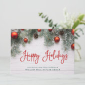 Pine Cones Weihnachten Rustikale Unternehmensgrüße (Stehend Vorderseite)