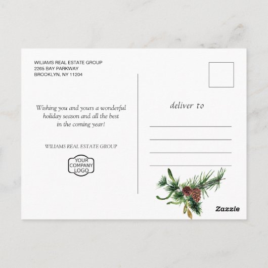 Pine Cones Weihnachtsfeiertag Firmengrüßen Postkarte (Rückseite)