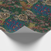 Pine Cones Weihnachtsfeiertag Geschenkpapier (Ecke)