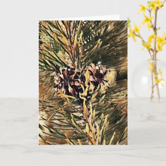 Pine Cones Weihnachtskarte Karte (Gelbe Blume)