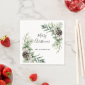 Pine cones weiße grüne Weihnachtsgebäck Party Serviette (Beispiel)