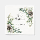 Pine cones weiße grüne Weihnachtsgebäck Party Serviette (Vorderseite)