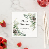 Pine cones weiße grüne Weihnachtsgebäck Party Serviette (Beispiel)