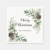 Pine cones weiße grüne Weihnachtsgebäck Party Serviette (Vorderseite)