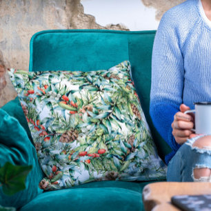 Pine Cones Winter Berries Festlicher Urlaub Flora Kissen