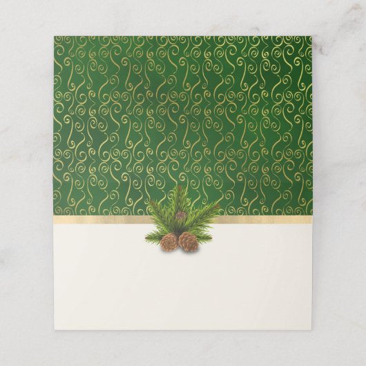 Pine Cones Winter Hochzeit geklappte Platzkarte (Außenseite Aufgefaltet)