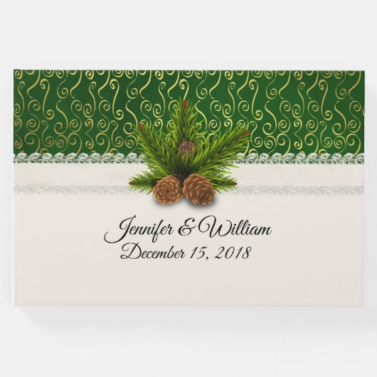 Pine Cones Winter Wedding Guest Book Gästebuch (Vorderseite)