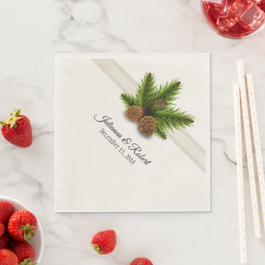 Pine Cones Winter Wedding Paper Napkin Serviette (Beispiel)