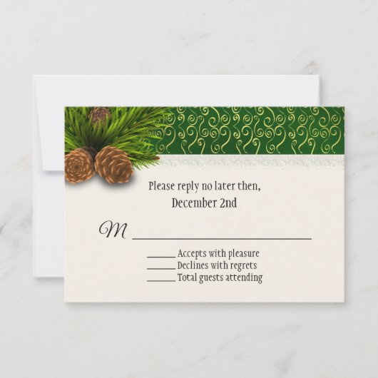 Pine Cones Winter Wedding RSVP Card (Vorderseite)