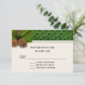 Pine Cones Winter Wedding RSVP Card (Stehend Vorderseite)