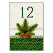 Pine Cones Winter Wedding Tischnummer Card (Vorderseite)