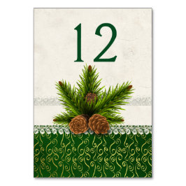 Pine Cones Winter Wedding Tischnummer Card
