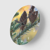 Pine Cones Woodlands Naturlandschaft Runde Wanduhr (Winkel)