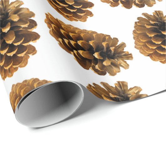 Pine cones Wrapping Paper Geschenkpapier (Rolleneckpunkt)