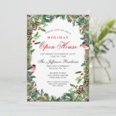 Pine Cones Wreath Christmas Holiday Open House Einladung (Stehend Vorderseite)