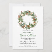 Pine Cones Wreath Christmas Holiday Open House Einladung (Vorderseite)