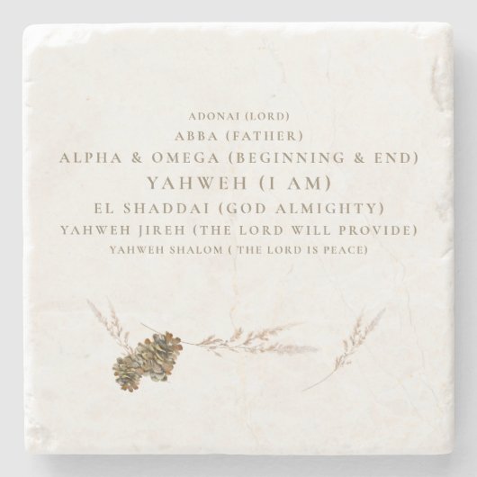 Pine ConesDie Namen Gottes Christlich Steinuntersetzer (Vorderseite)