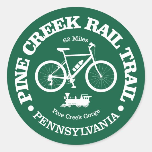 Pine Creek Rail Trail (Radfahren) Runder Aufkleber (Vorderseite)