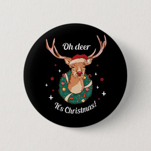Pine Deer - Christmas Rentier Head Button