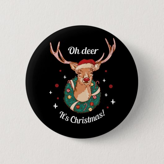 Pine Deer - Christmas Rentier Head Button (Vorderseite)