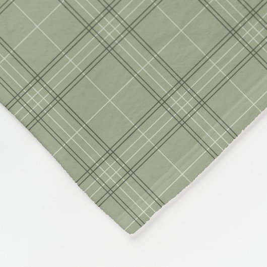 Pine Deer Kariert - Salbei, grüner Tartan. Fleecedecke (Ecke)